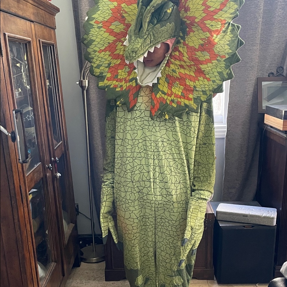 Dilophosaurus Costume Jurassic Park XL Halloween Dinosaur - Picture 2 of 16